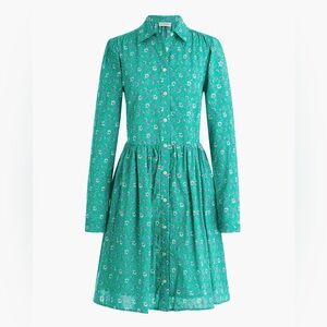 J.Crew Green Paisley 100% Cotton Mini Shirt Dress Size 18